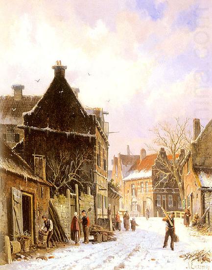 A Village Street Scene in Winter, Adrianus Eversen